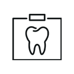 The image displays a stylized icon representing a dental appointment, featuring an open suitcase with a toothbrush inside, symbolizing dental care services.